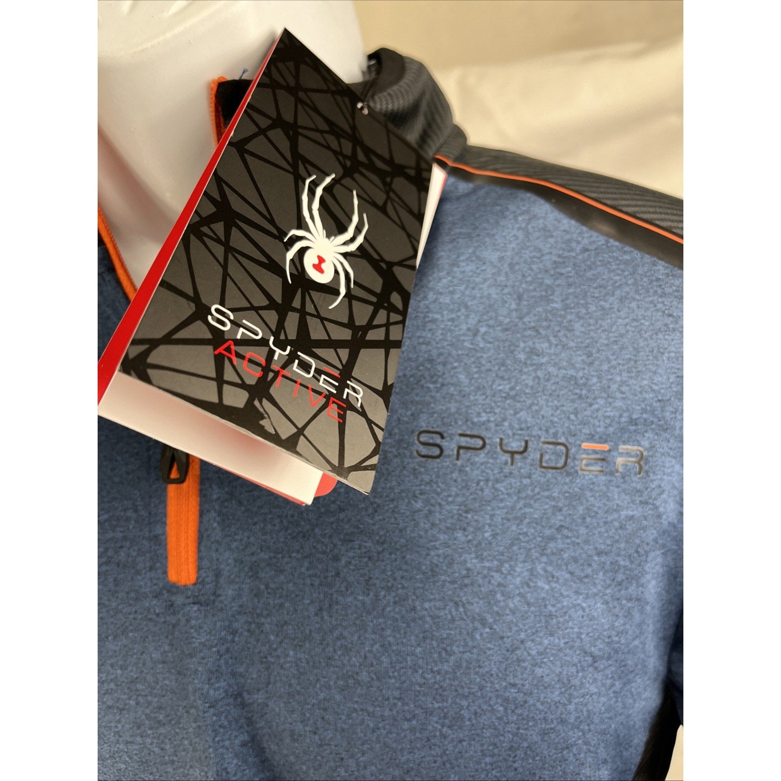 Spyder Active ProWeb Compression 1/4 Zip Pullover Shirt Men's S Blue Black NEW