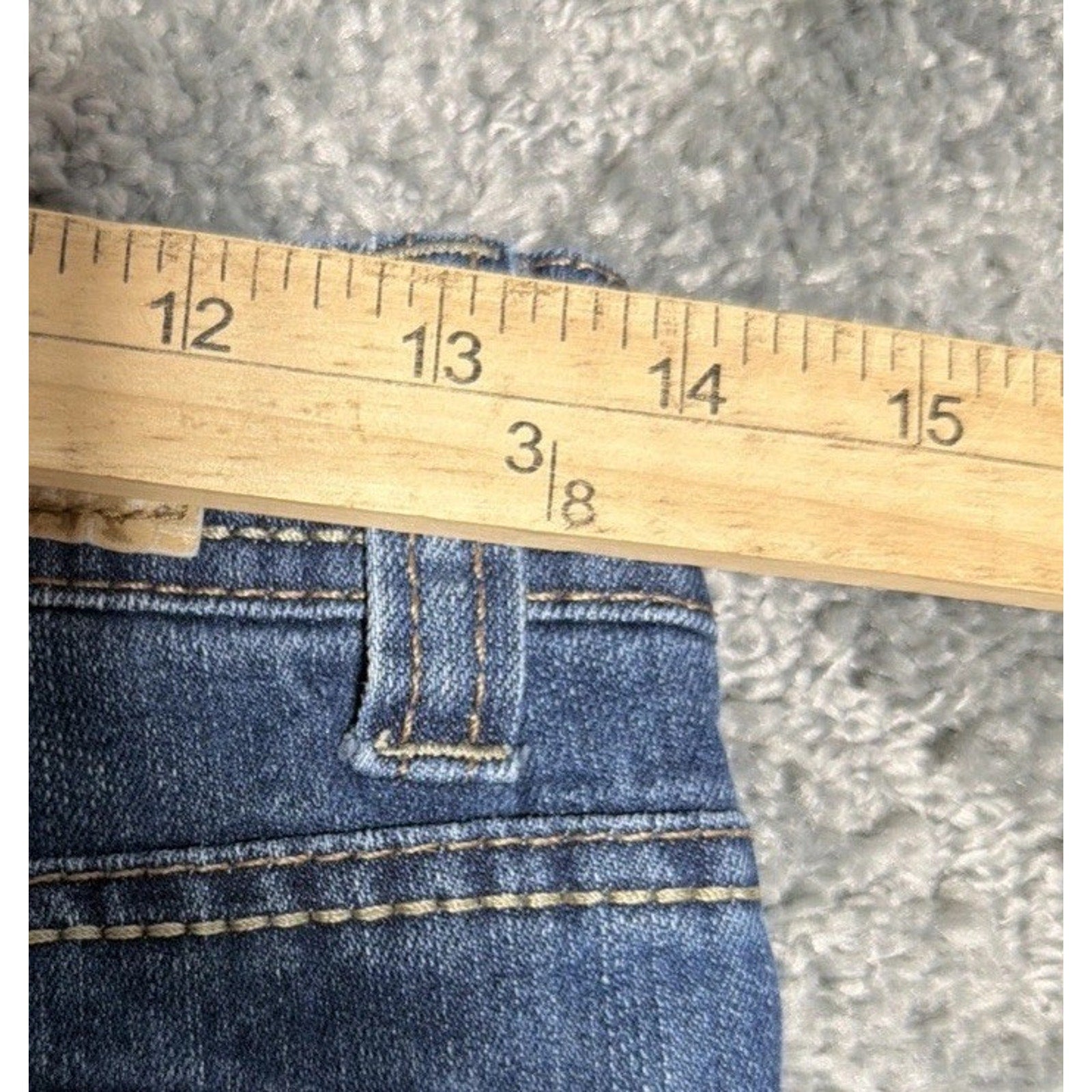 L.e.i. 5 Short Blue Denim Sofia Hipster Flare Embroidered Jeans Y2K 28x28