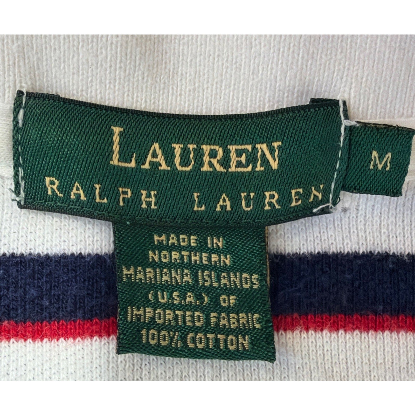 Vtg Lauren Ralph Lauren Polo Shirt M Striped Short Sleeve Crest Logo Made USA
