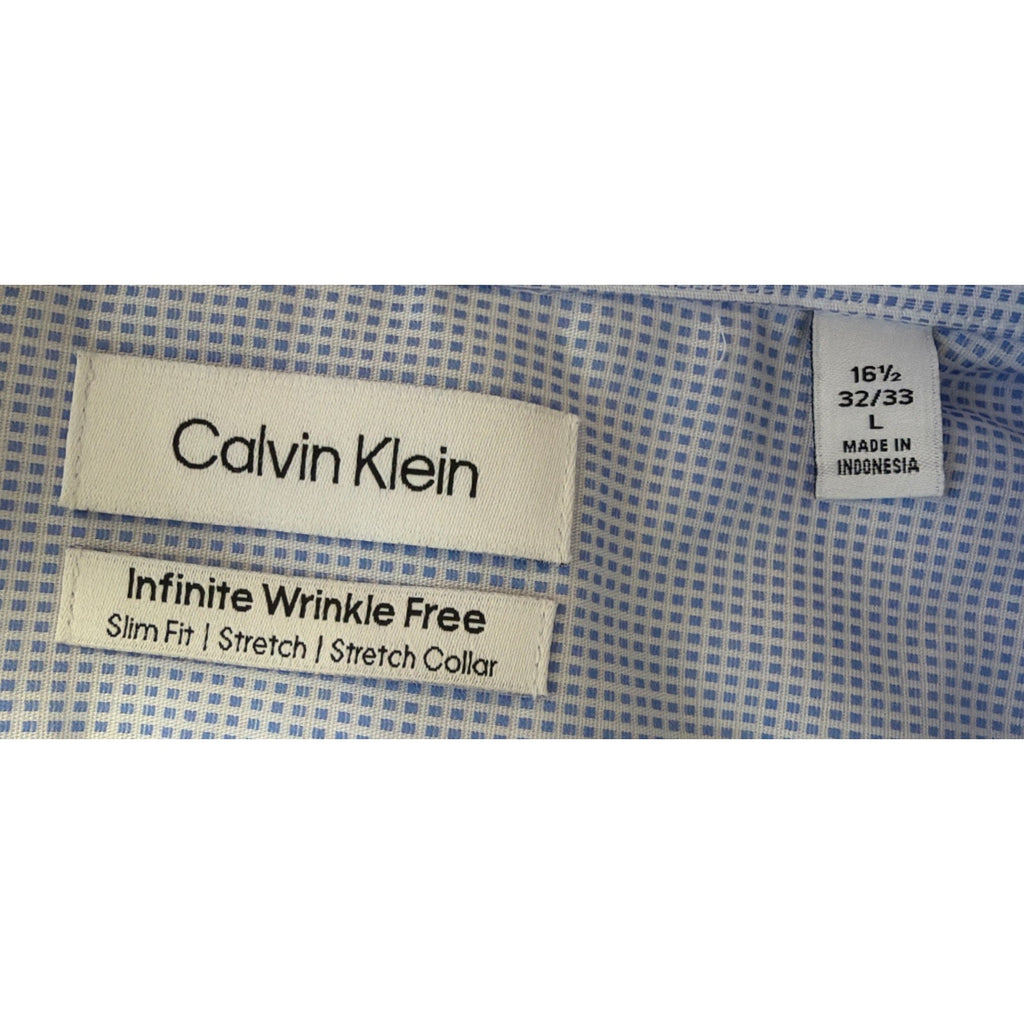 Calvin Klein Mens Infinite Wrinkle Free Slim Fit Stretch Blue Multi L NWT