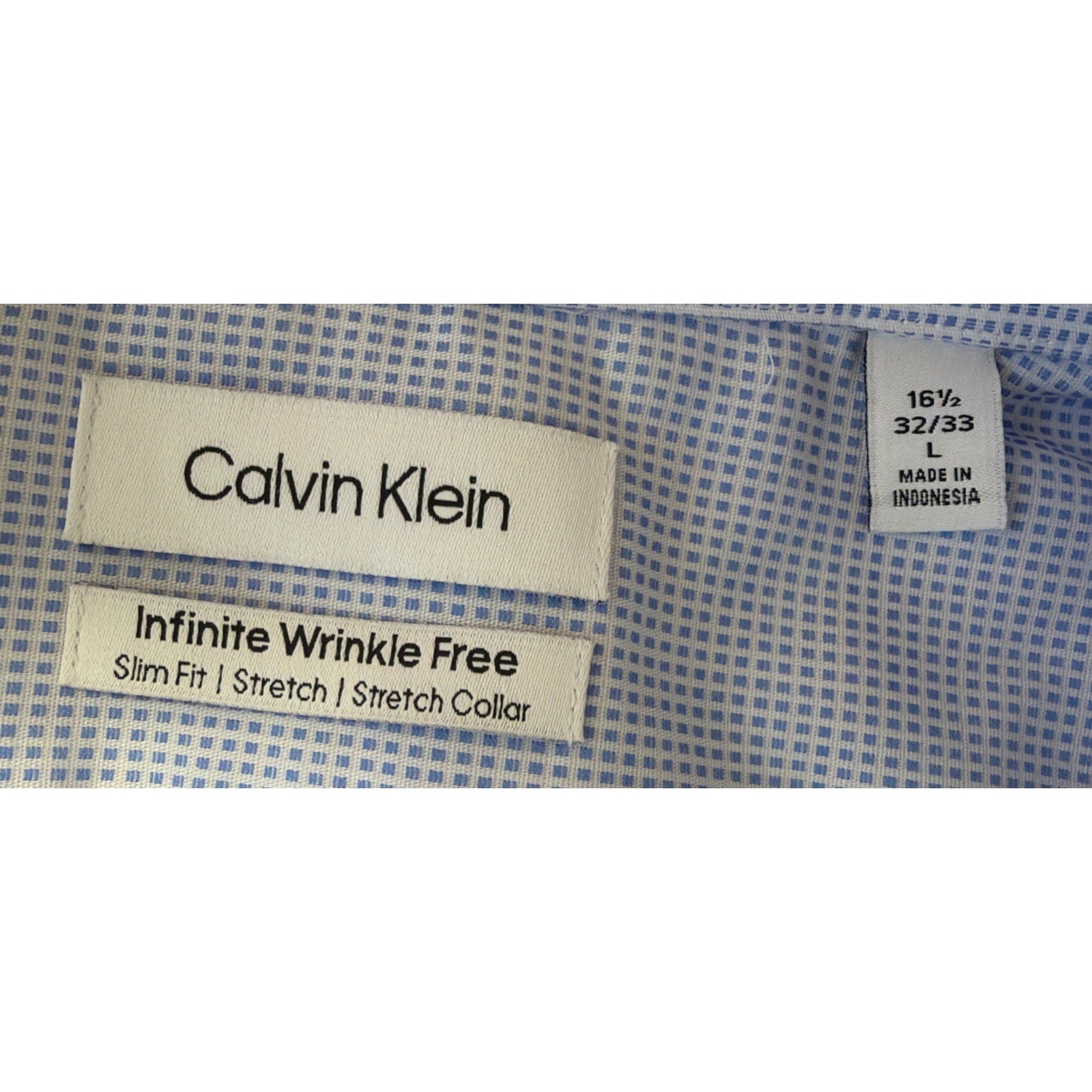 Calvin Klein Mens Infinite Wrinkle Free Slim Fit Stretch Blue Multi L NWT