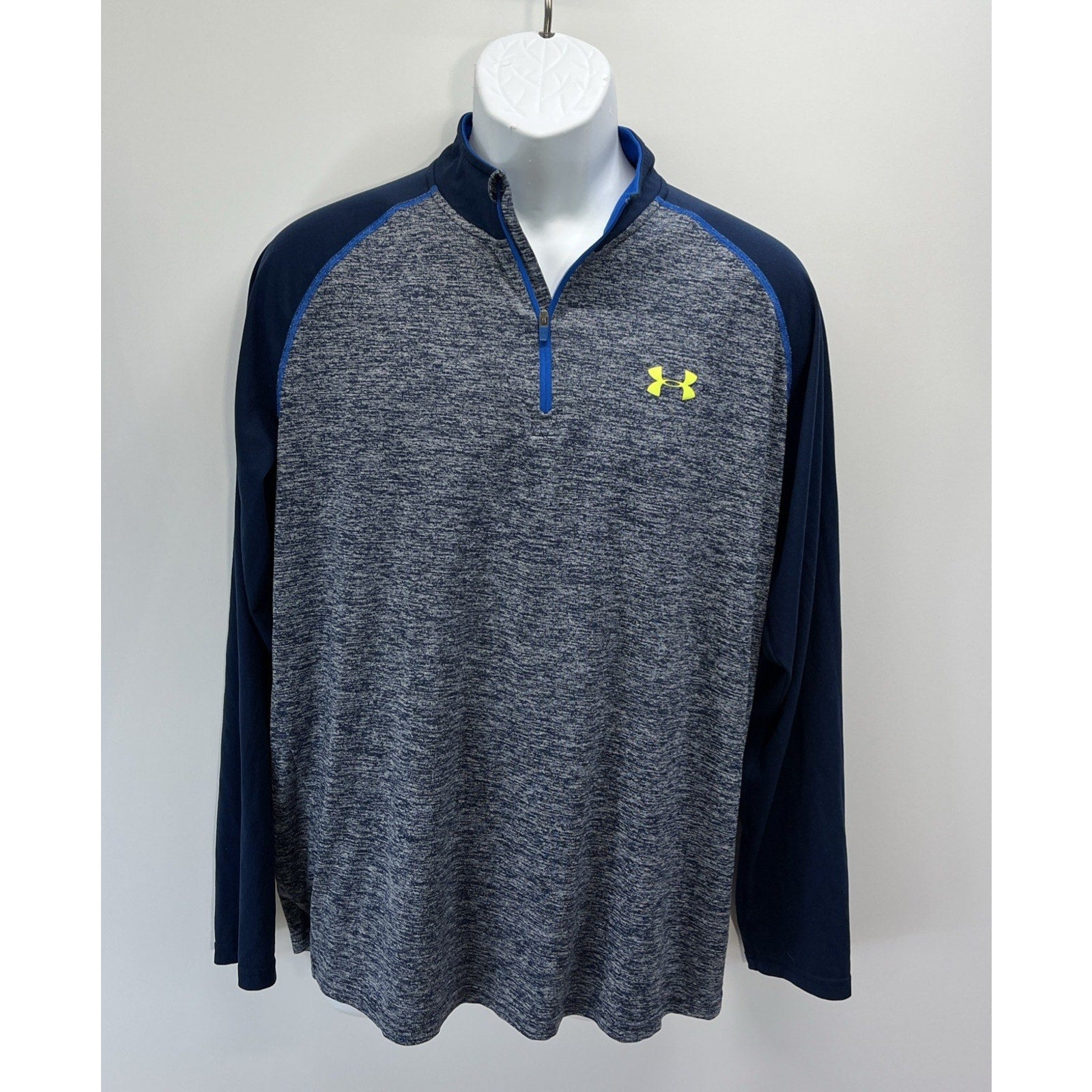 Under Armour UA Tech 1/4 Zip Pullover Shirt Mens Large Blue Heat Gear Loose Fit