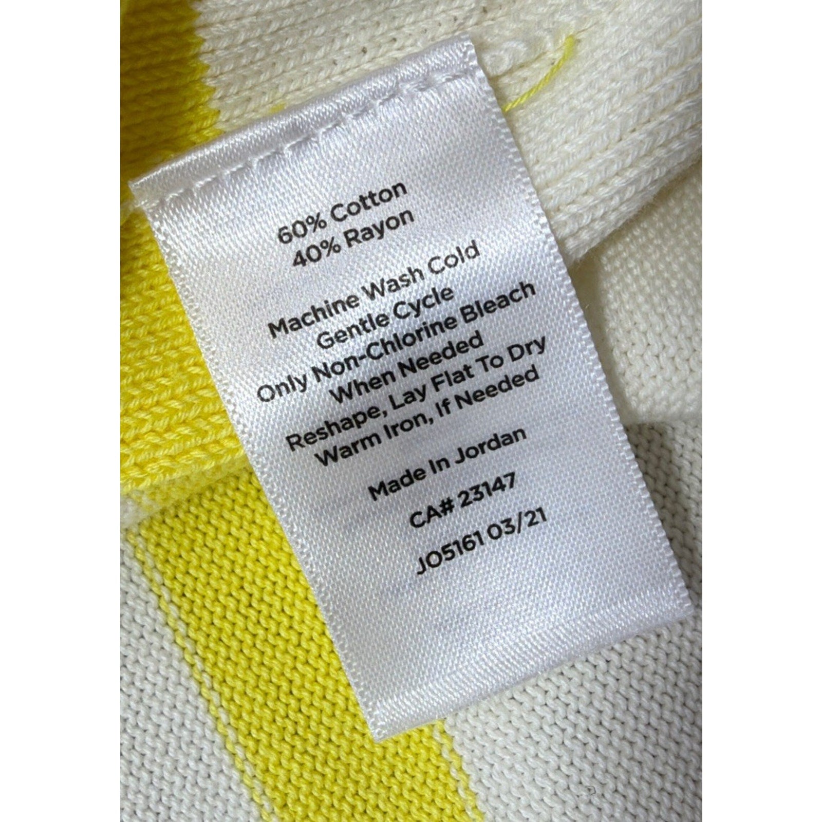 Talbots cardigan sweater womens Plus 2X Striped V-Neck yellow white preppy NWT