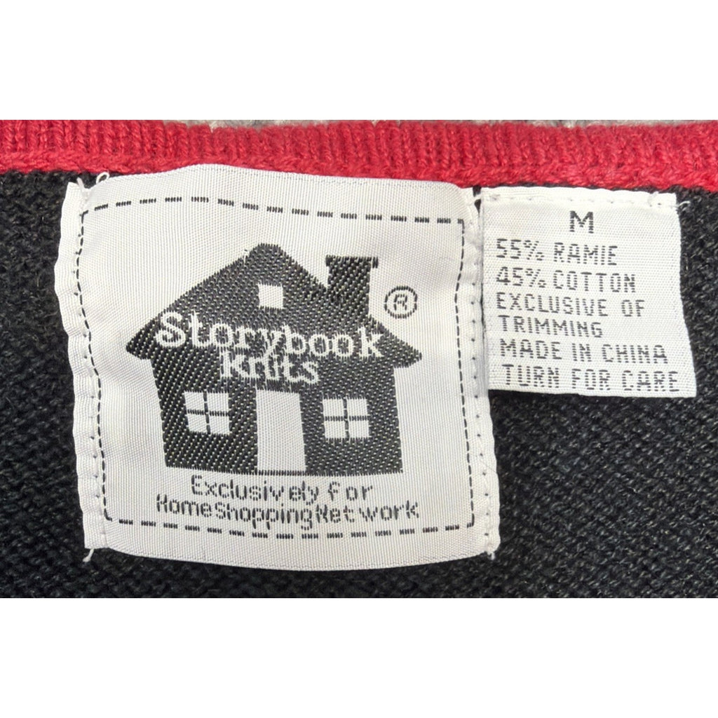 Storybook Knits Womens Christmas Sweater Vest Sz M Embroidered Holiday Festive