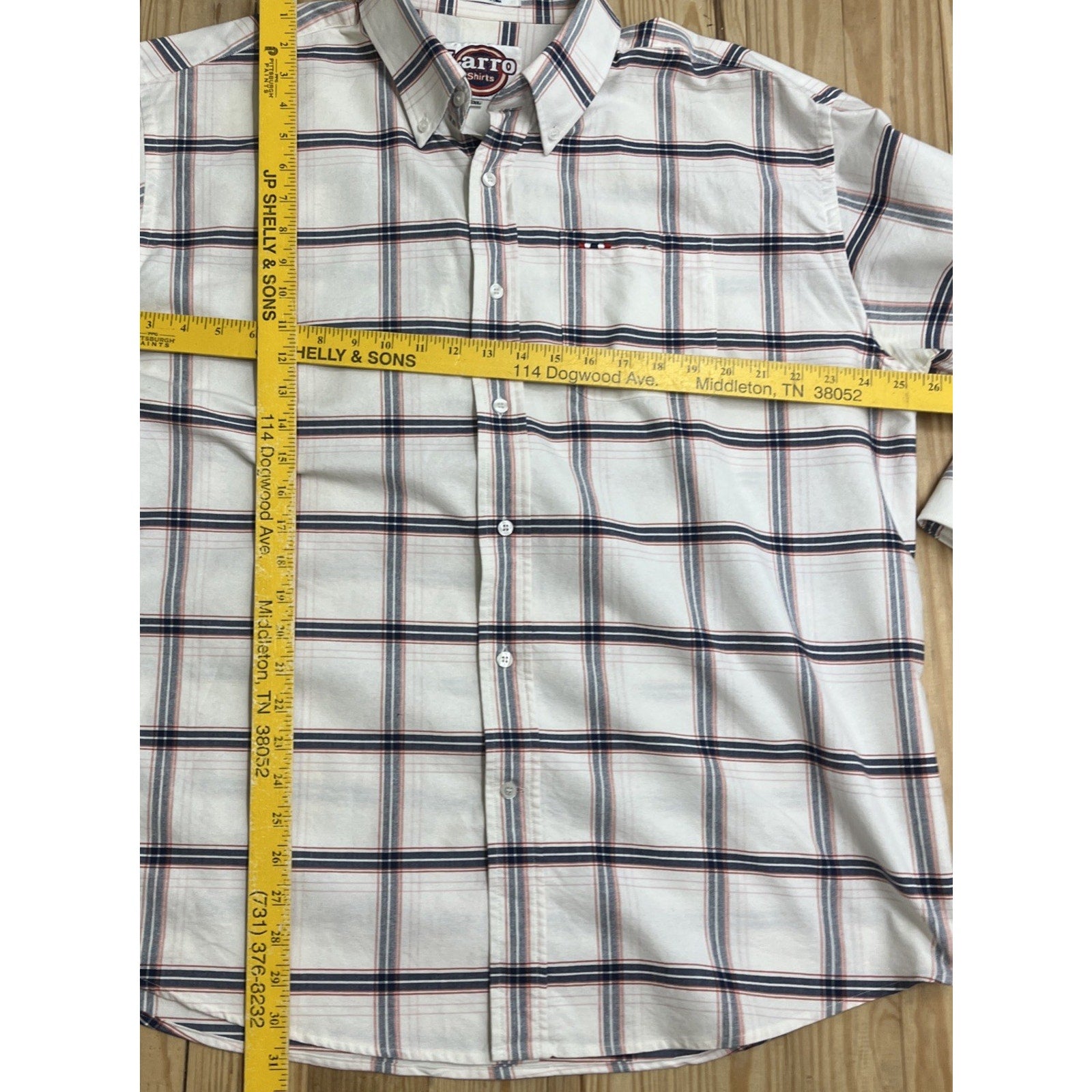 Larro Button Down Shirt Men's Casual long sleeve collared plaid XXL