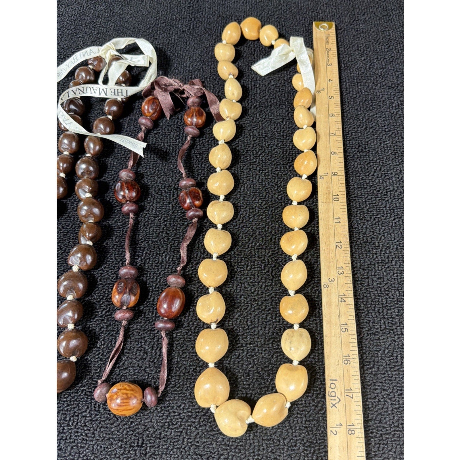 4 Mongo Shell Hawaiian Lei Necklace Accented w/ Kukui Nuts Luau