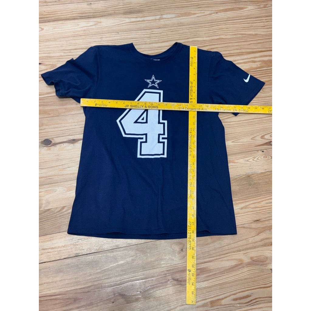 Dallas Cowboys Dak Prescott Tee Shirt Men’s Large Navy Blue Nike Athletic Cut