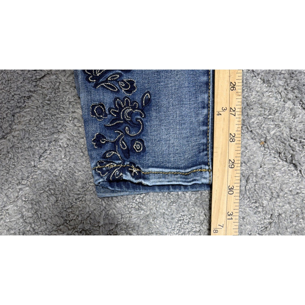 INC Denim Women's Floral Embroidered Gemstone Skinny Jeans 10 Boho Western