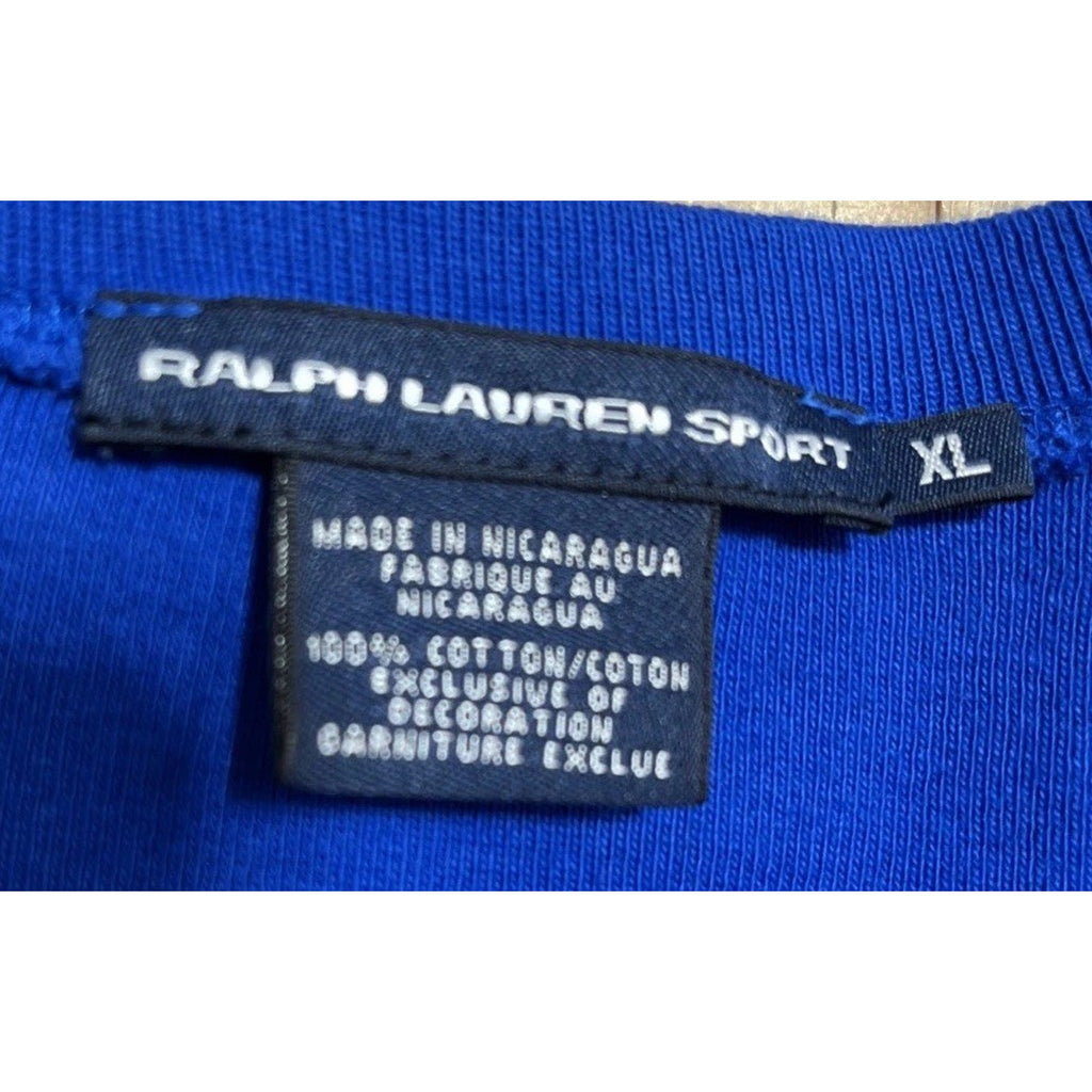 Ralph Lauren Sport Shirt Womens XL Blue Long Sleeve Green Pony