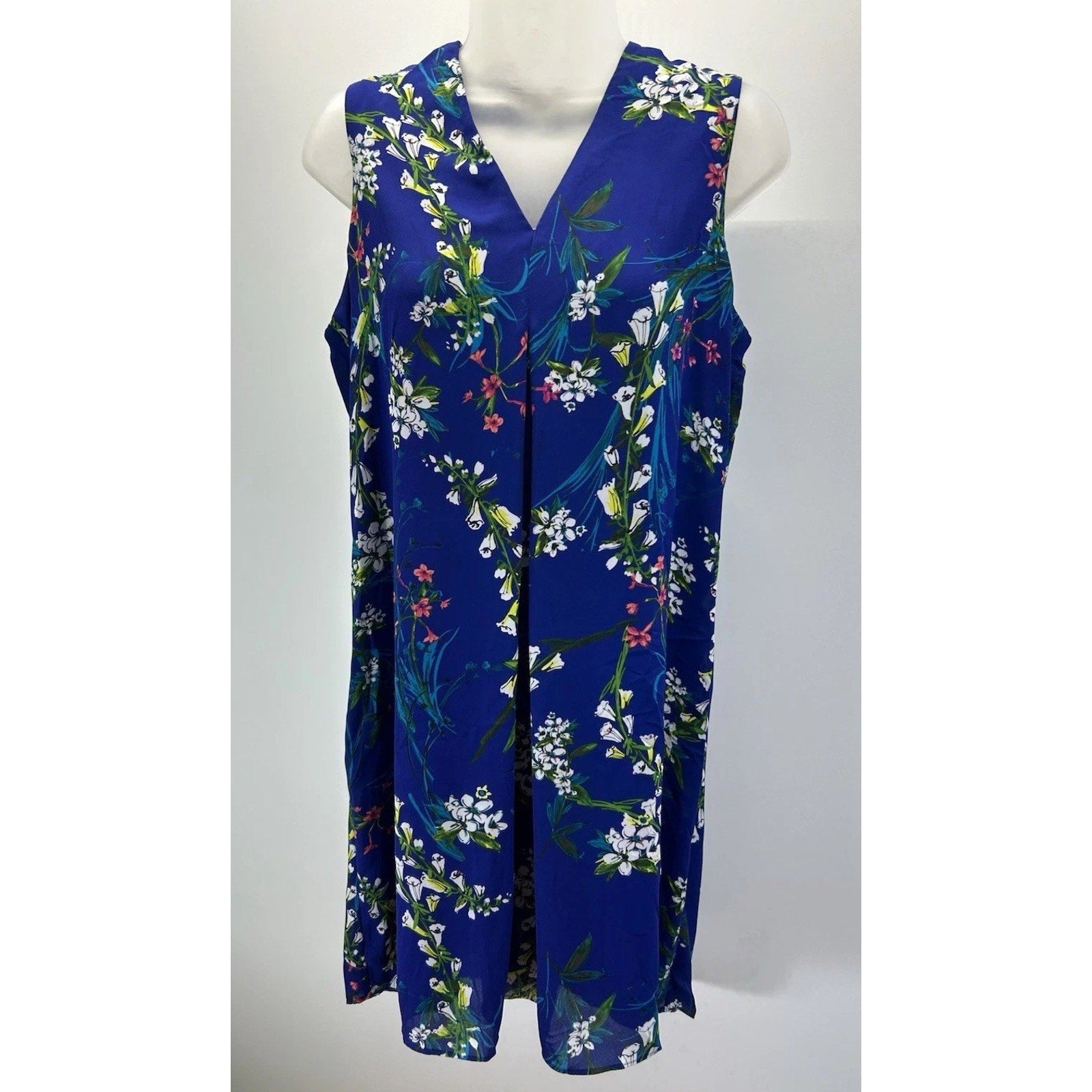 Worthington Women's Sz 6 Blue Floral Print Lined Sleeveless Sheath Dress.