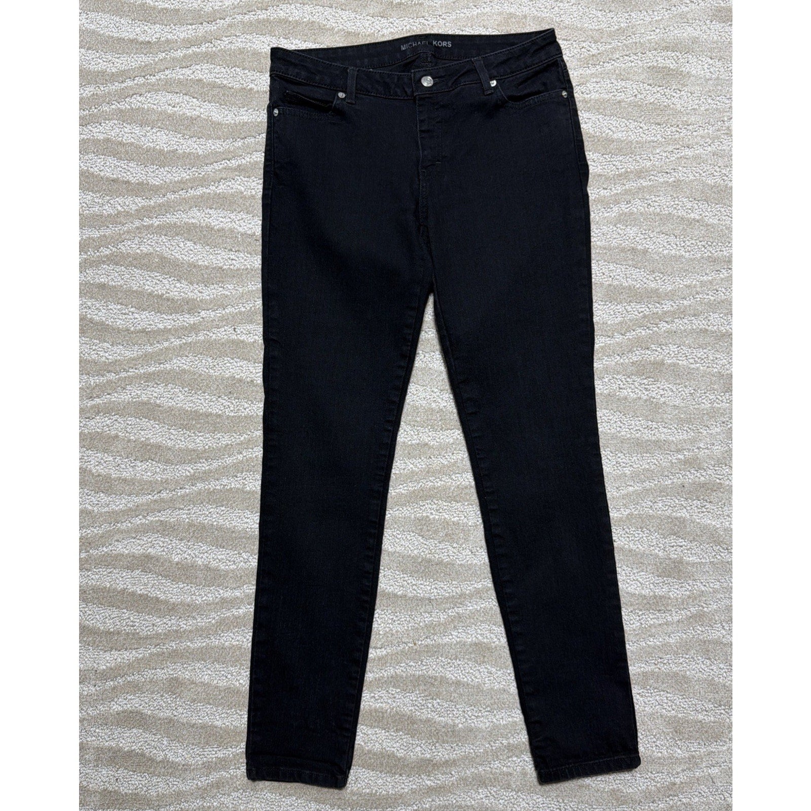 Michael Kors Izzy Skinny Black Mid Rise Stretch Jeans Size 6