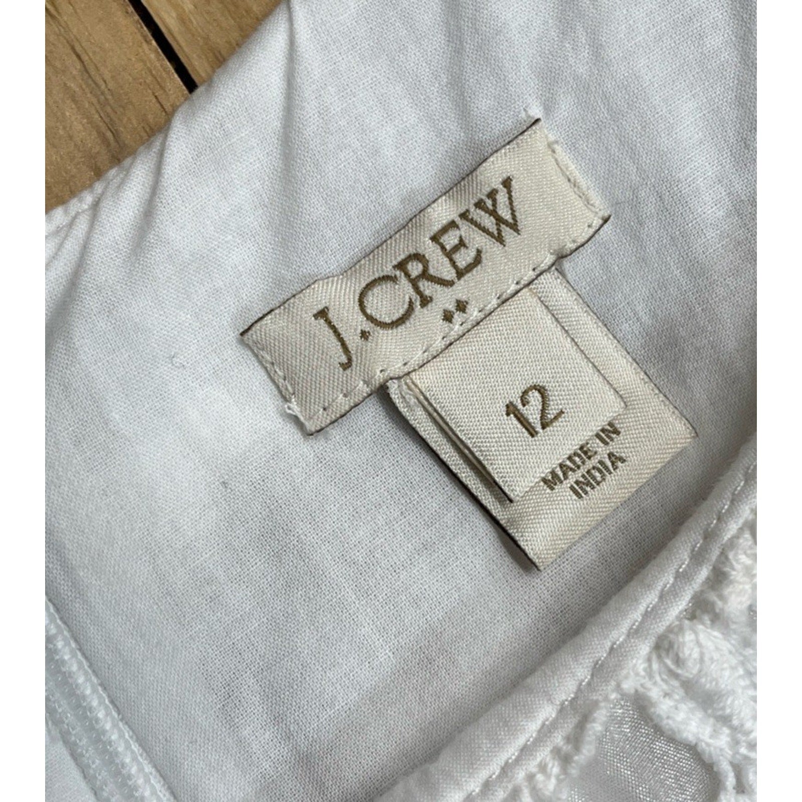 J. Crew Women’s White Embroid Lace Lined Dress Chiffon Trims Size 12