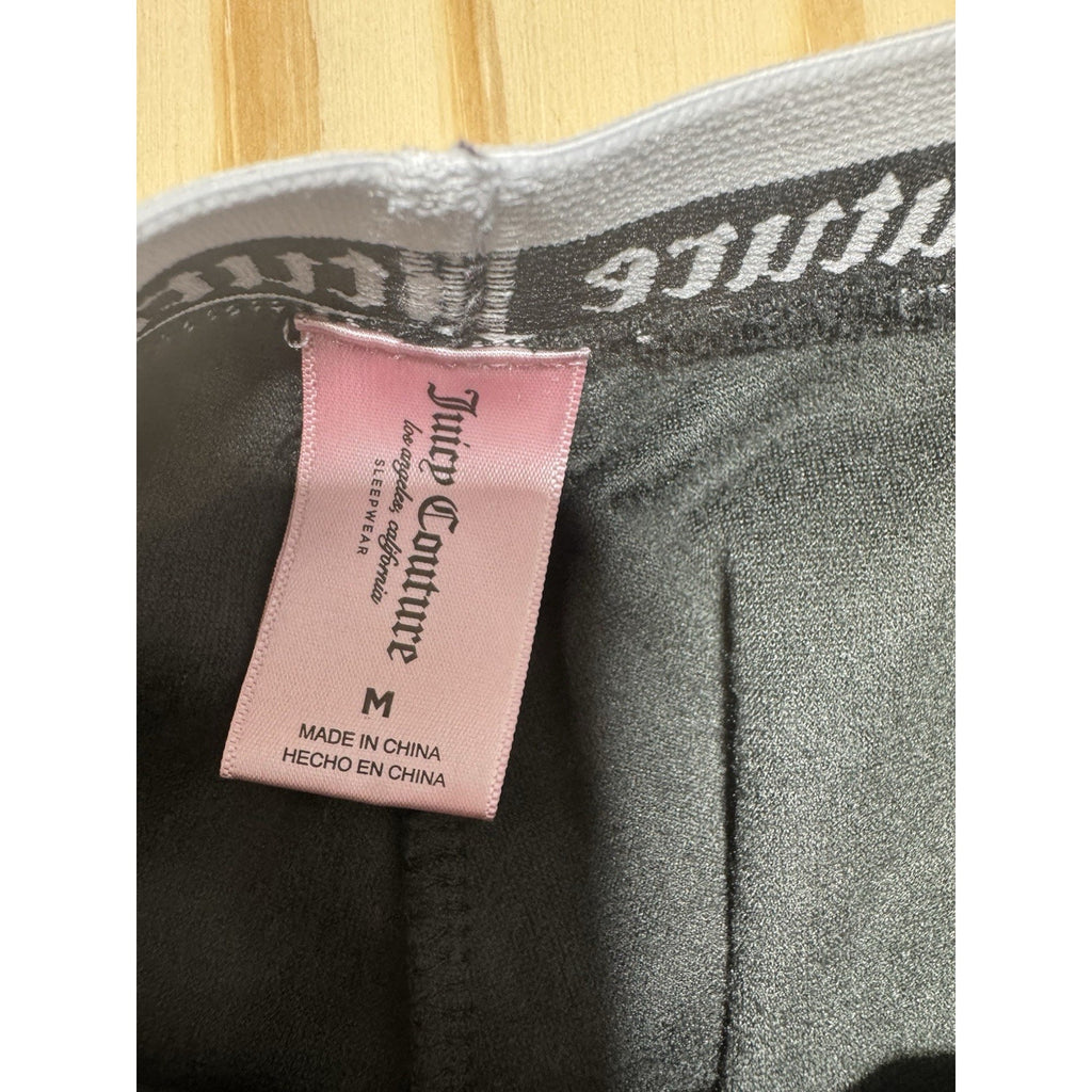 Velour Tracksuit Set Womens M Cropped Hoodie Joggers Rhinestone Logo Y2K Black