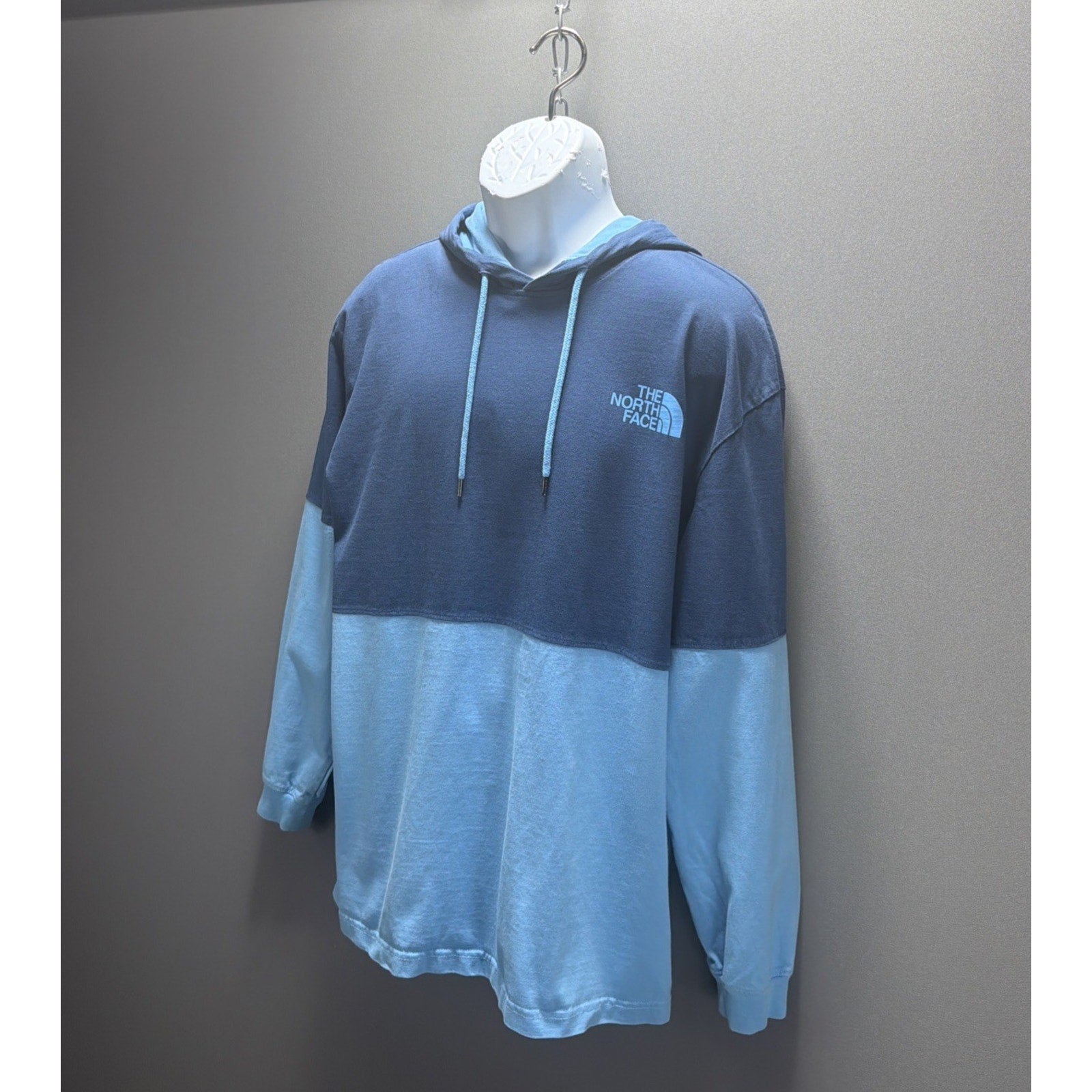 The North Face Men's Half & Half Pullover Hoodie Shady Blue Cotton Size Large