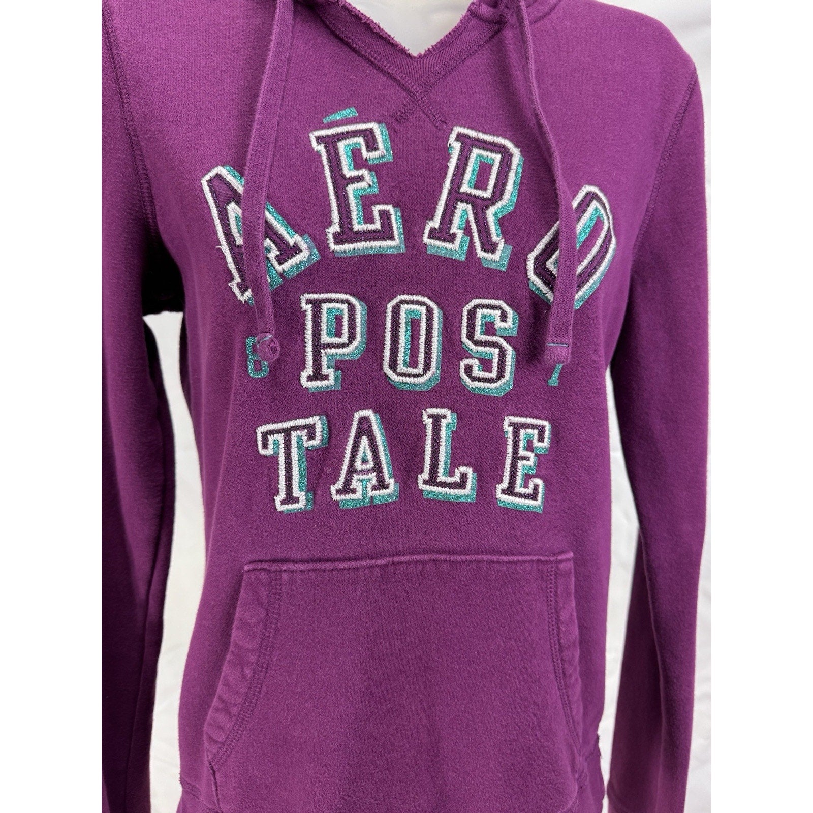 Aeropostale Hoodie Junior Size Large Purple Cotton Jacket Pockets Full Zip Logo