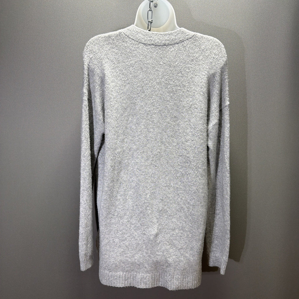 Talbots Jewel Button Cardigan Medium Gray Silver Metallic Shimmer soft cozy