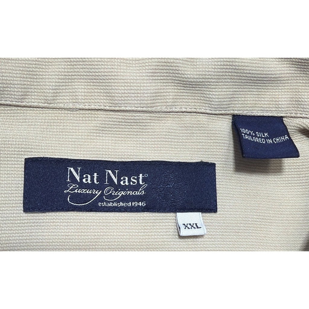 Nat Nast Luxury Originals XXL Silk Embroidered Camp Button-Up Shirt