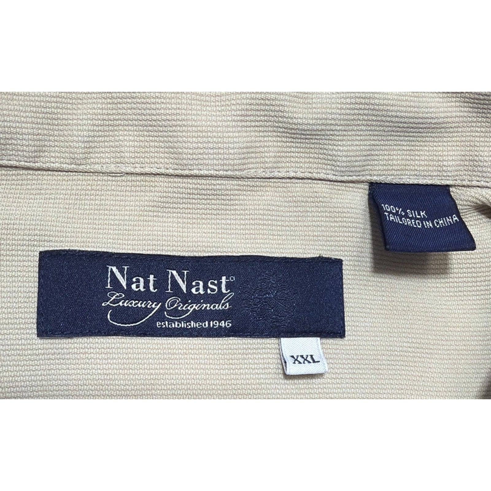 Nat Nast Luxury Originals XXL Silk Embroidered Camp Button-Up Shirt