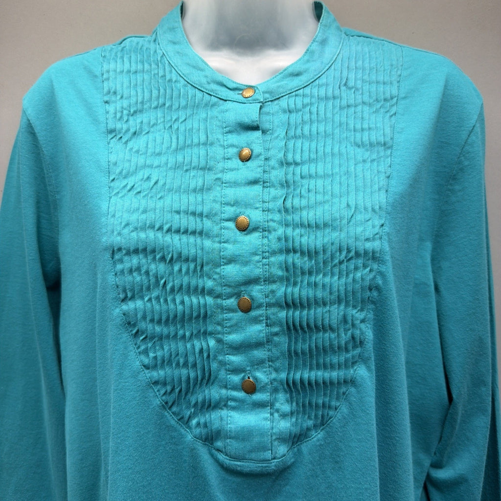 Lauren Ralph Lauren Bronze 1/2 Button Top XL 3/4 Sleeve Cotton Casual Preppy