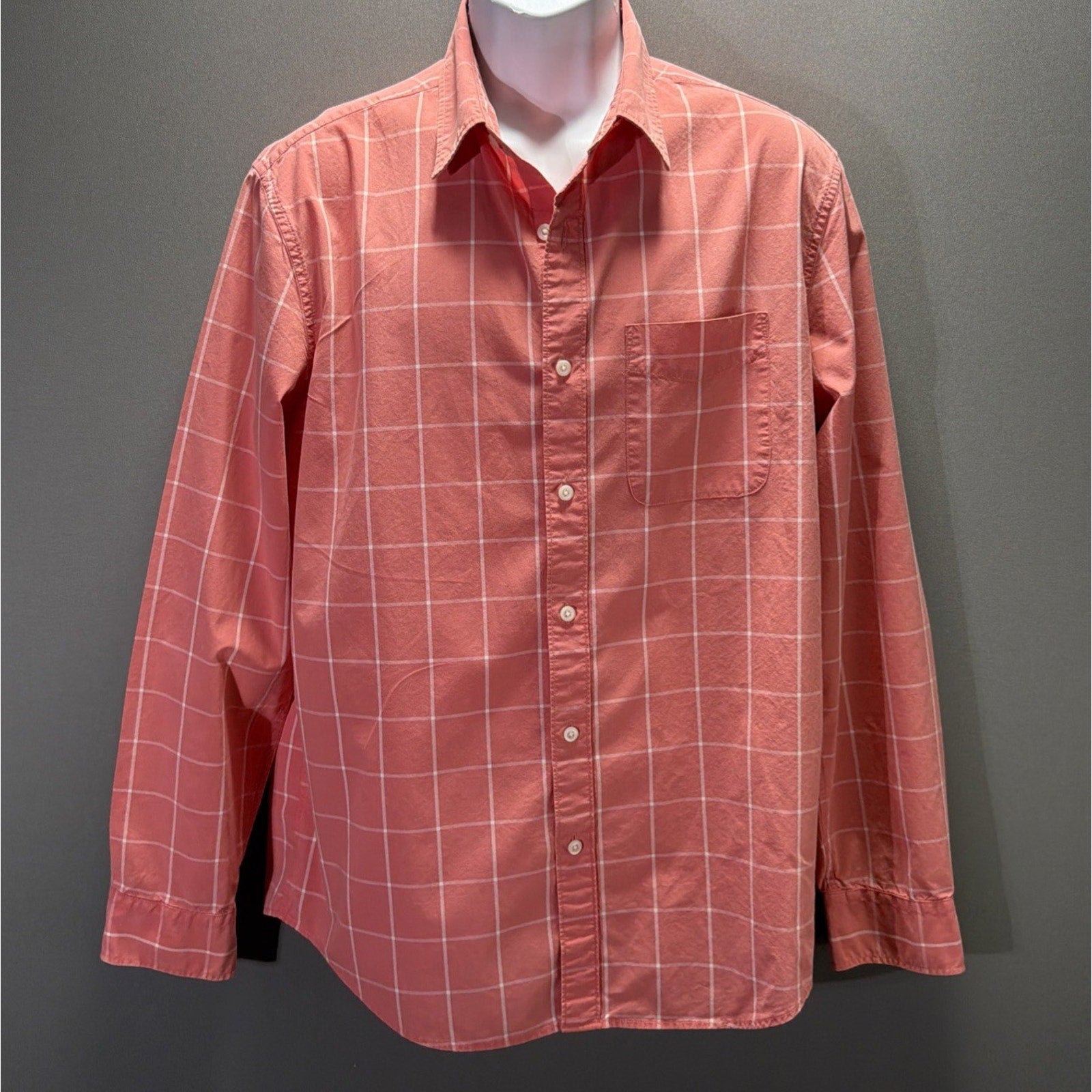 American Eagle Outfitters Shirt Men’s Size L Pink White Classic Fit Long Sleeve
