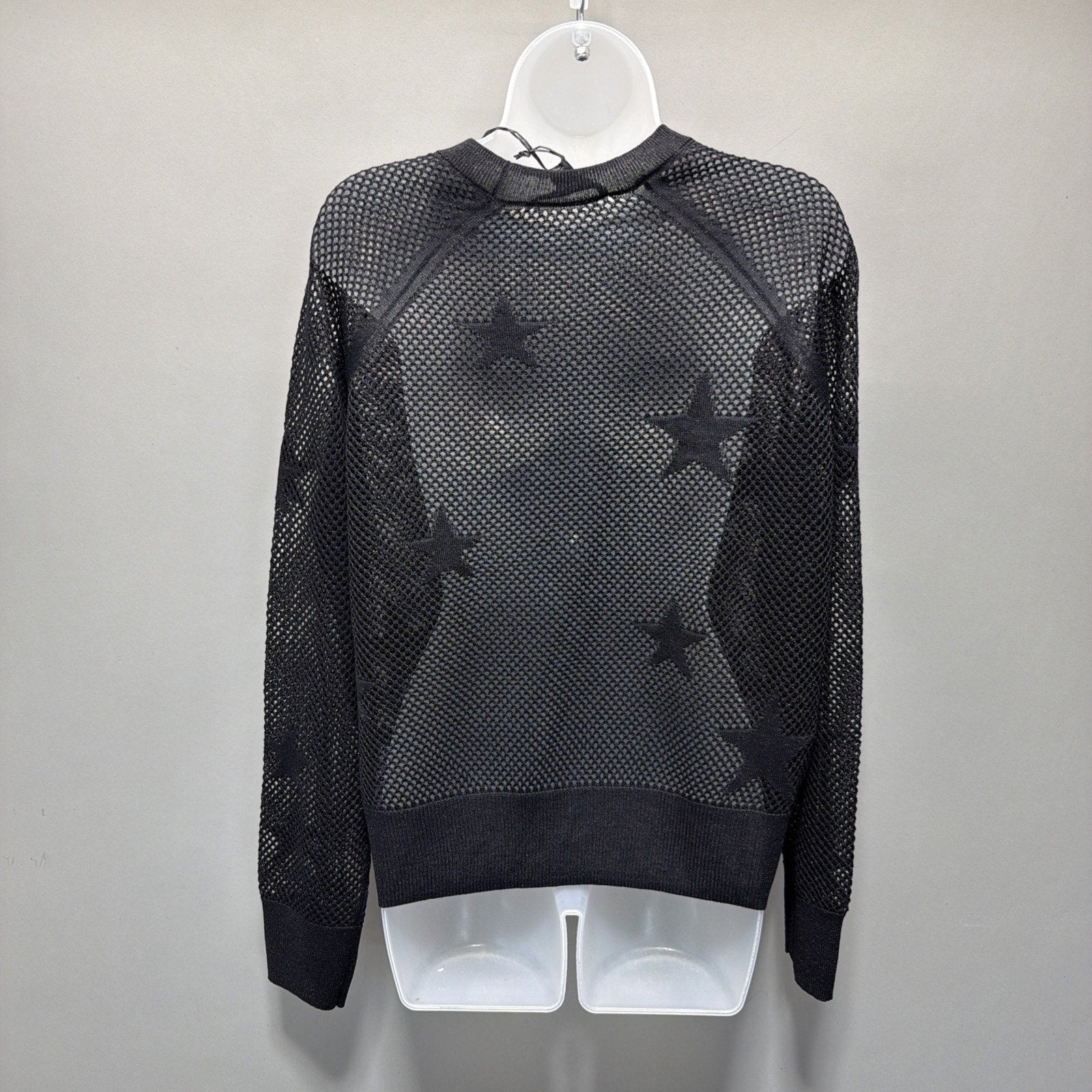 NWT AllSaints Seraph Star Mesh Sweater black Sz M Metallic Open Knit Retail 168