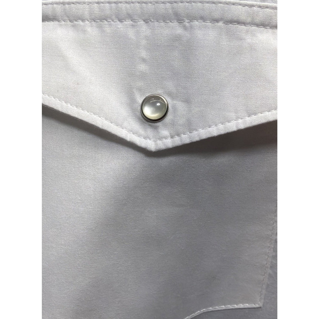 VTG Wrangler Shirt Mens XLT White Button Up Long Slv Western Rockabilly Pearl