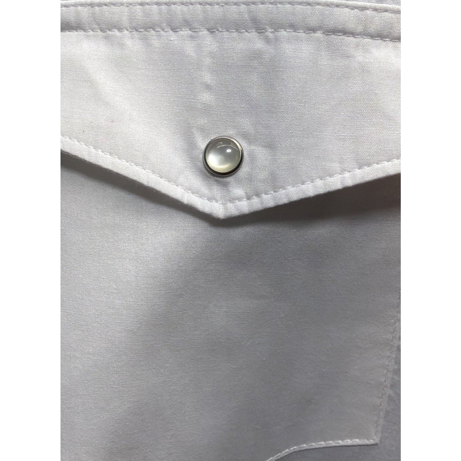 VTG Wrangler Shirt Mens XLT White Button Up Long Slv Western Rockabilly Pearl