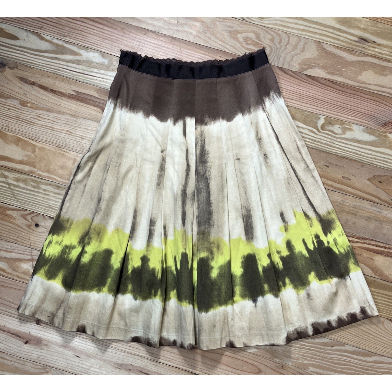 Ideology Brown Midi A-Line Skirt Women's Size 2 Made In USA