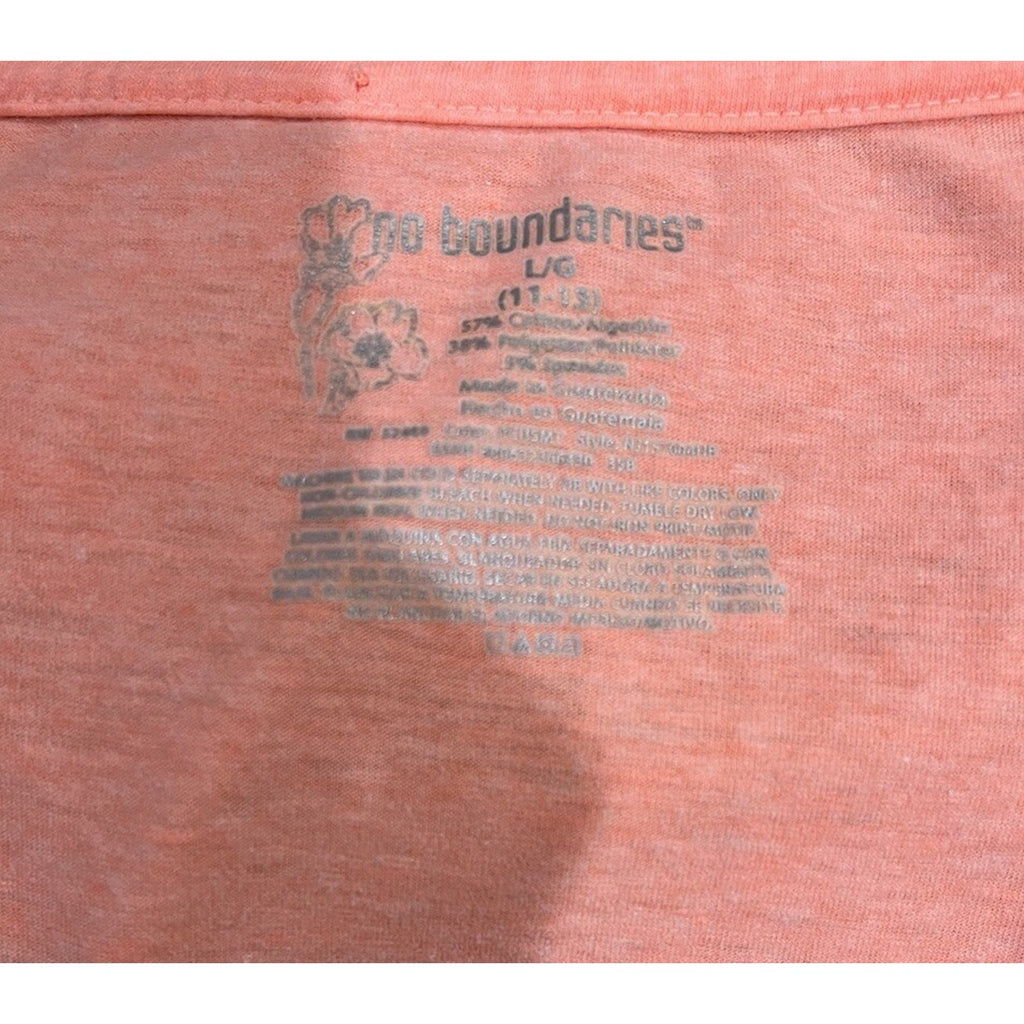 No Boundaries Juniors' Short Sleeve Orange V Neck Short Sleeve T-Shirt L