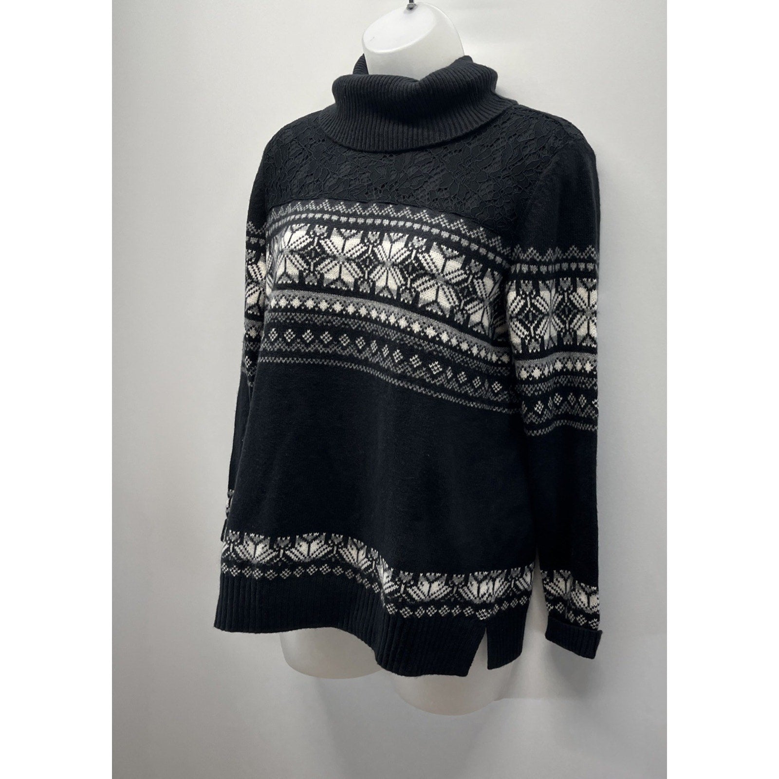 Talbots Merino Wool Cotton Festival Turtle Neck Sweater