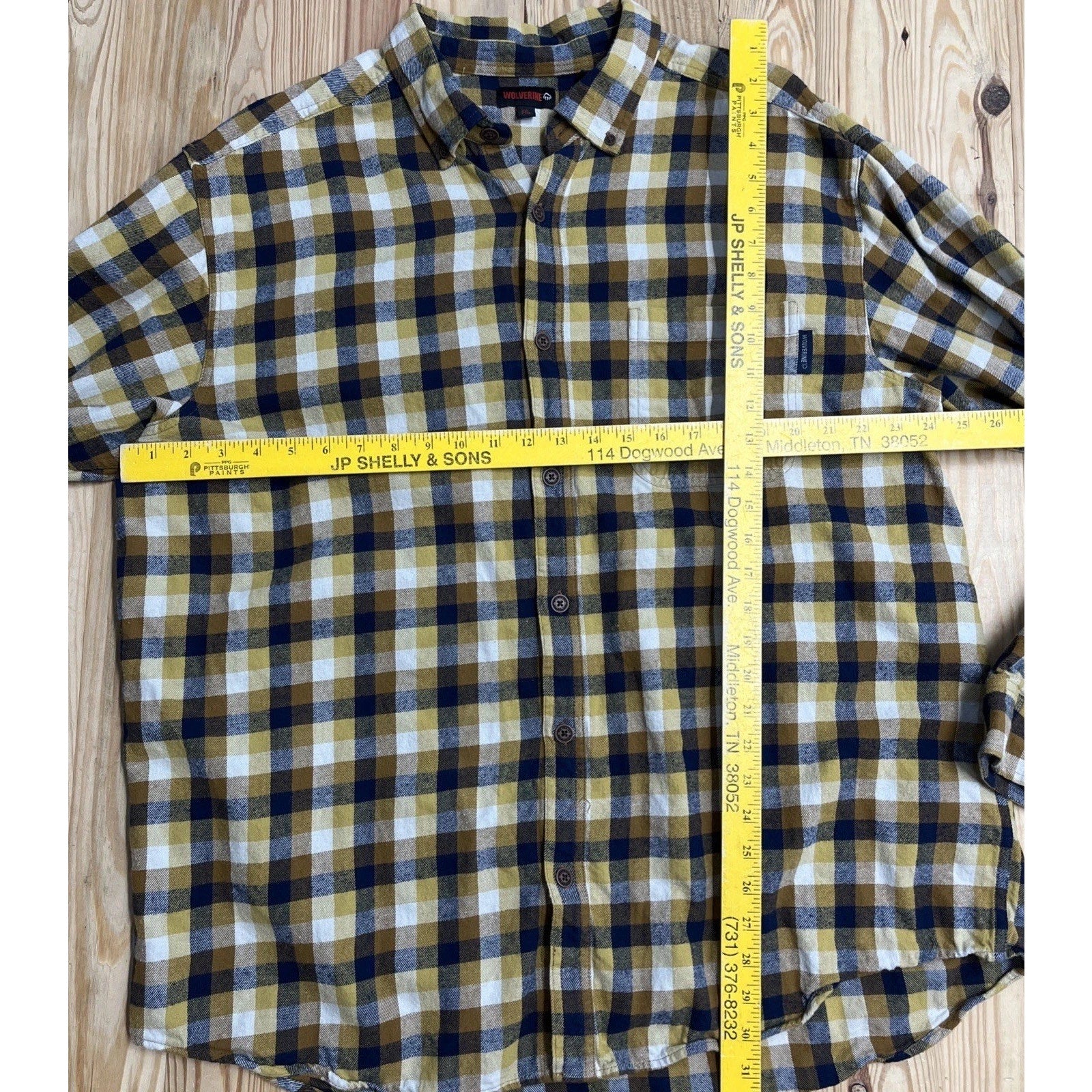 Wolverine Shirt Men's XXL Brown Plaid Cotton Flannel Button Down Outdoors