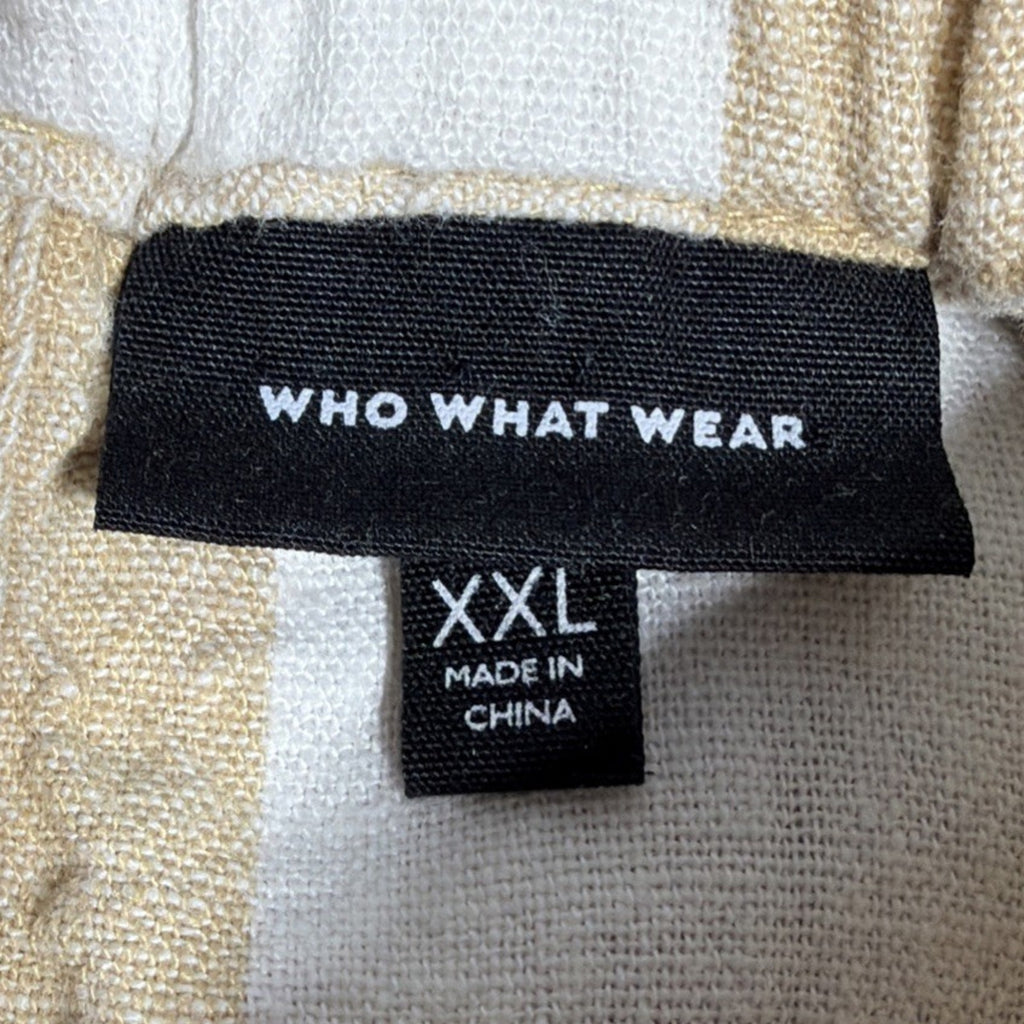 Who What Wear Women's Plaid Linen Blend Sleeveless Blouse Sz XXL Beige