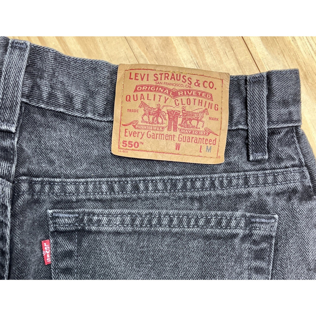 VINTAGE Levis 550 Jeans Womens 14 Mis Black Tapered Relaxed Y2K Made In Usa