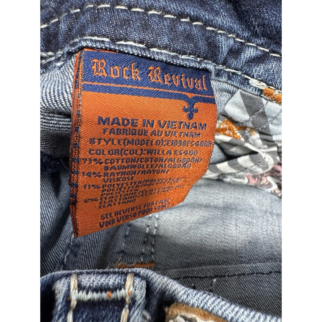 Rock Revival Willa Easy Skinny Blue Jeans Women’s Size 26x 31 Spot In Pic