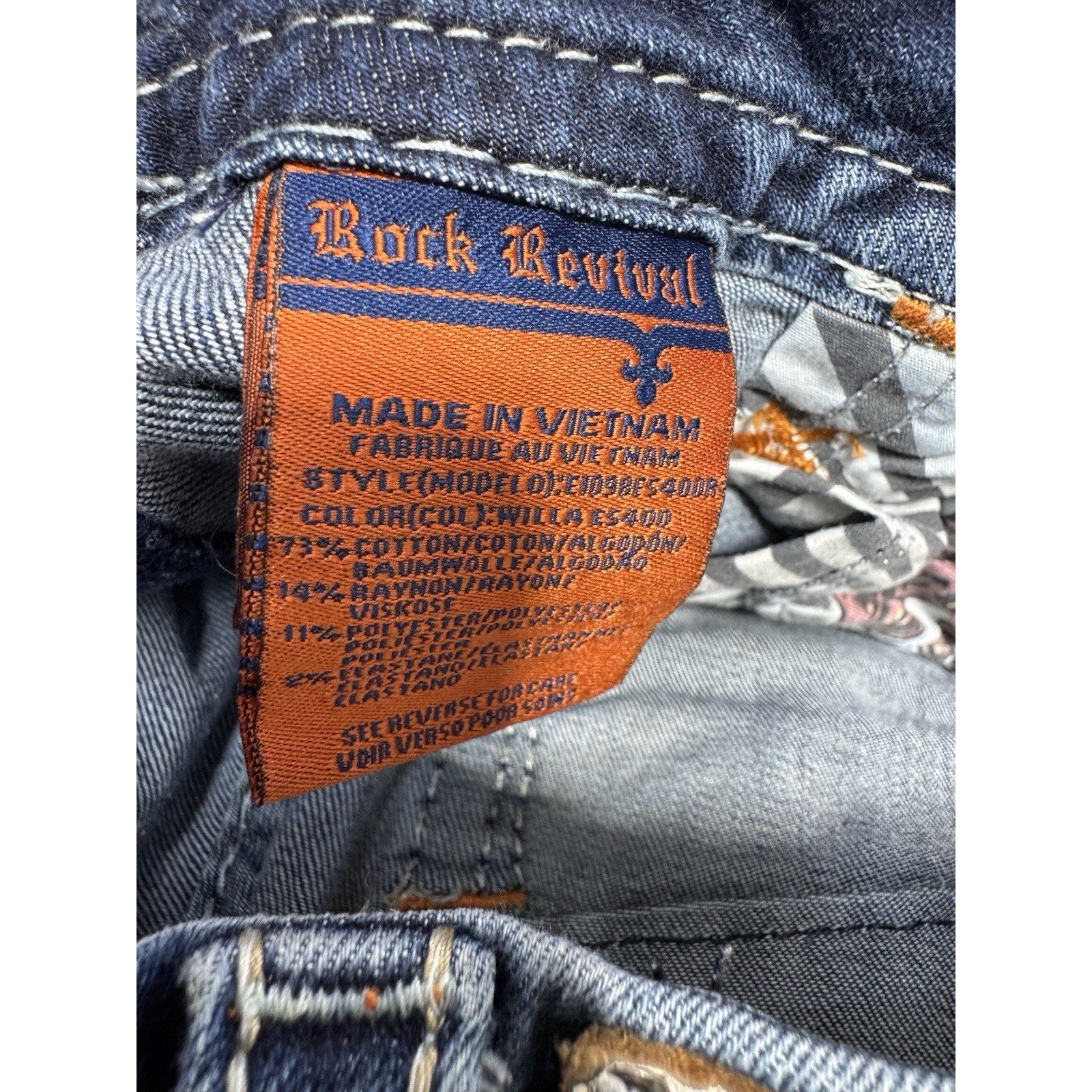 Rock Revival Willa Easy Skinny Blue Jeans Women’s Size 26x 31 Spot In Pic