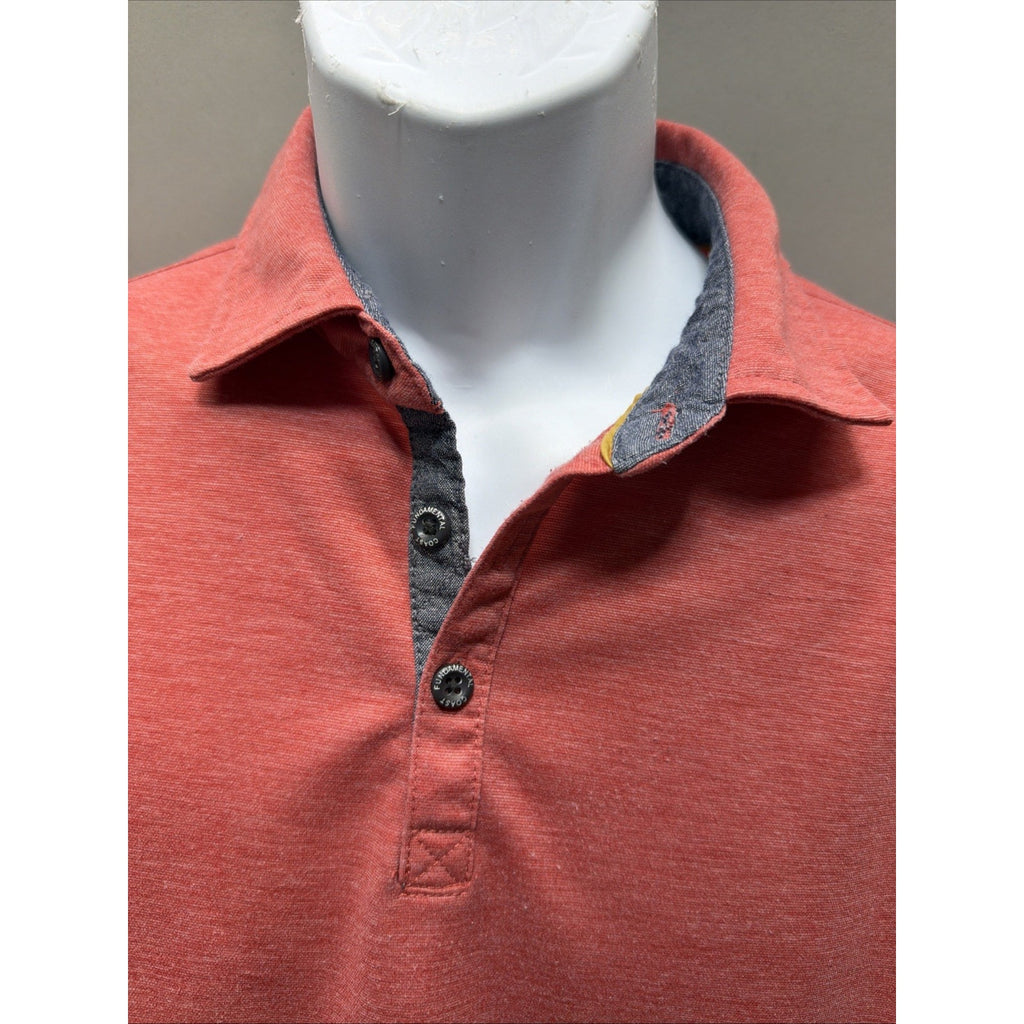 Fundamental Coast Shirt Mens Medium Polo Short Sleeve Coral Beach Casual Preppy