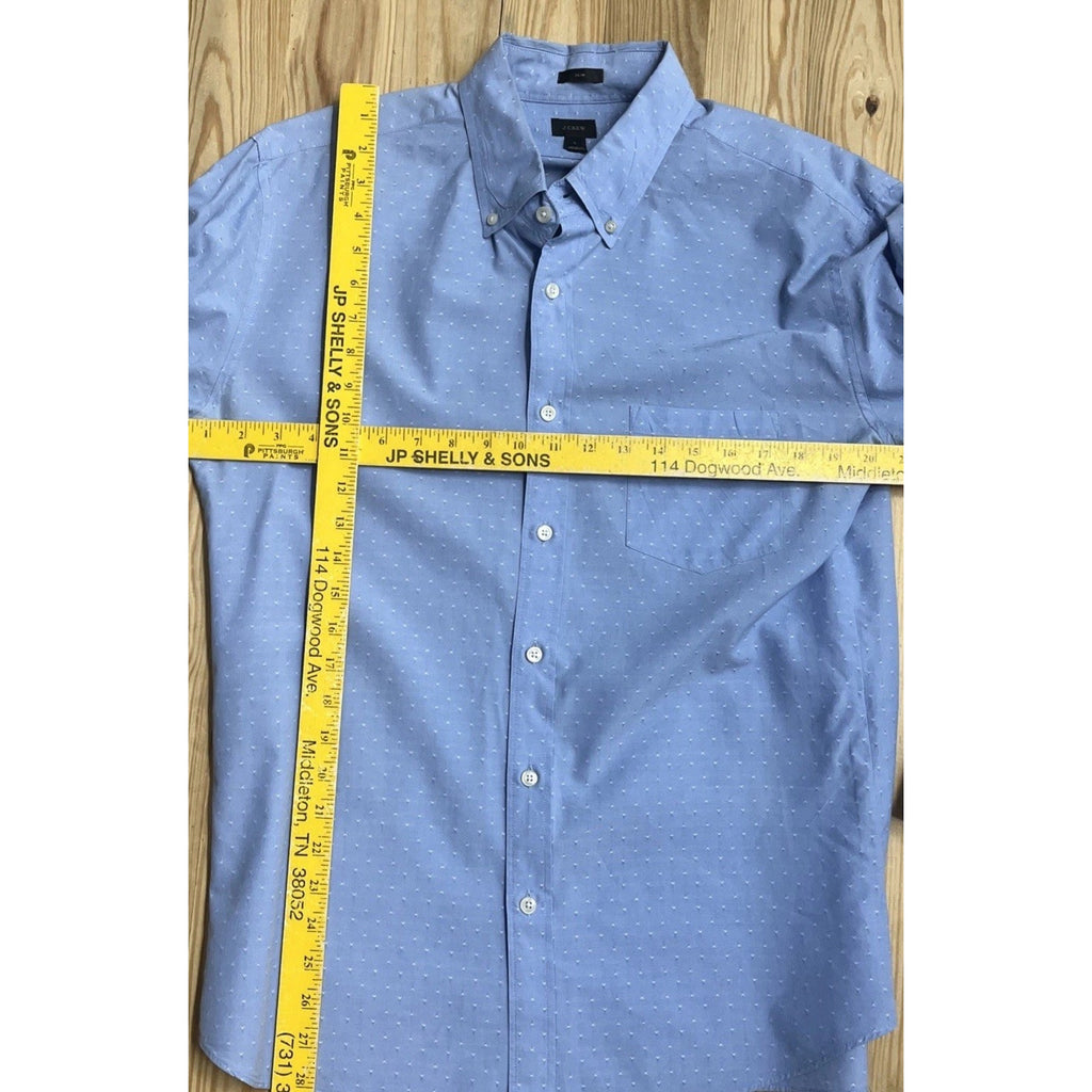 J Crew Mauritius Shirt Mens L Slim Fit Blue White Long Sleeve Button Down