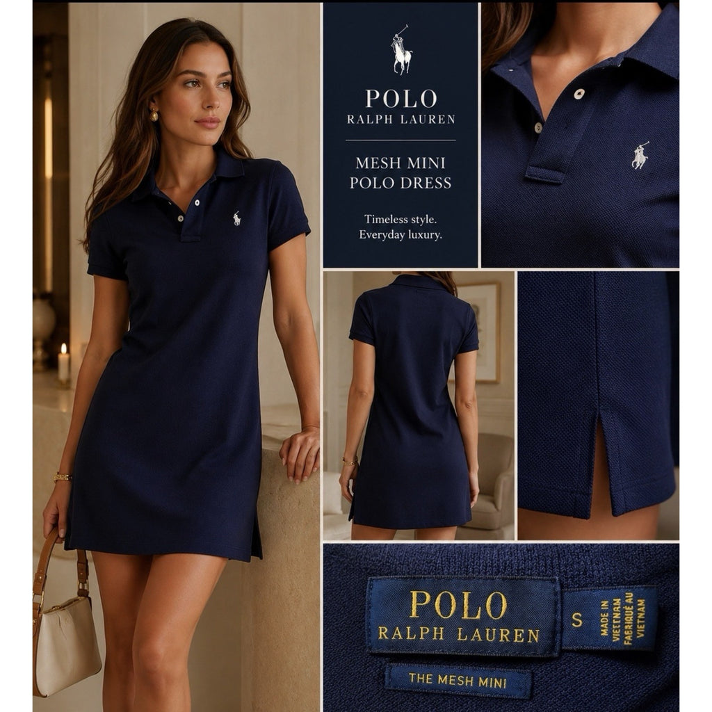 Polo Ralph Lauren Mesh Mini Shirt Dress Sz S Navy Golf Tennis Sport Navy Blue