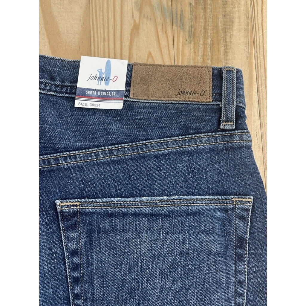 Johnnie O Jeans Mens 30x34 Blue Barlow Straight Leg Dark Denim NWT