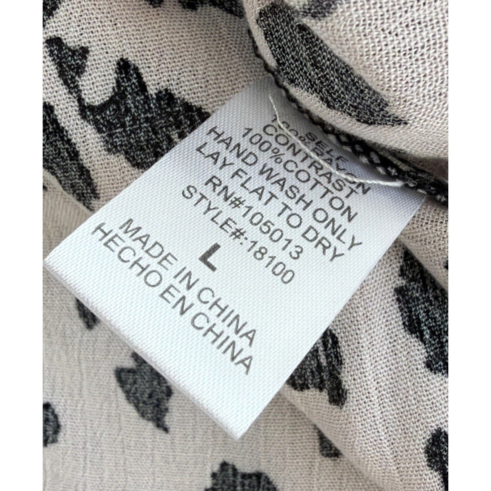 Savanna Jane Boho Embroidered Floral Leopard Print Bell Sleeve V-Neck Blouse L