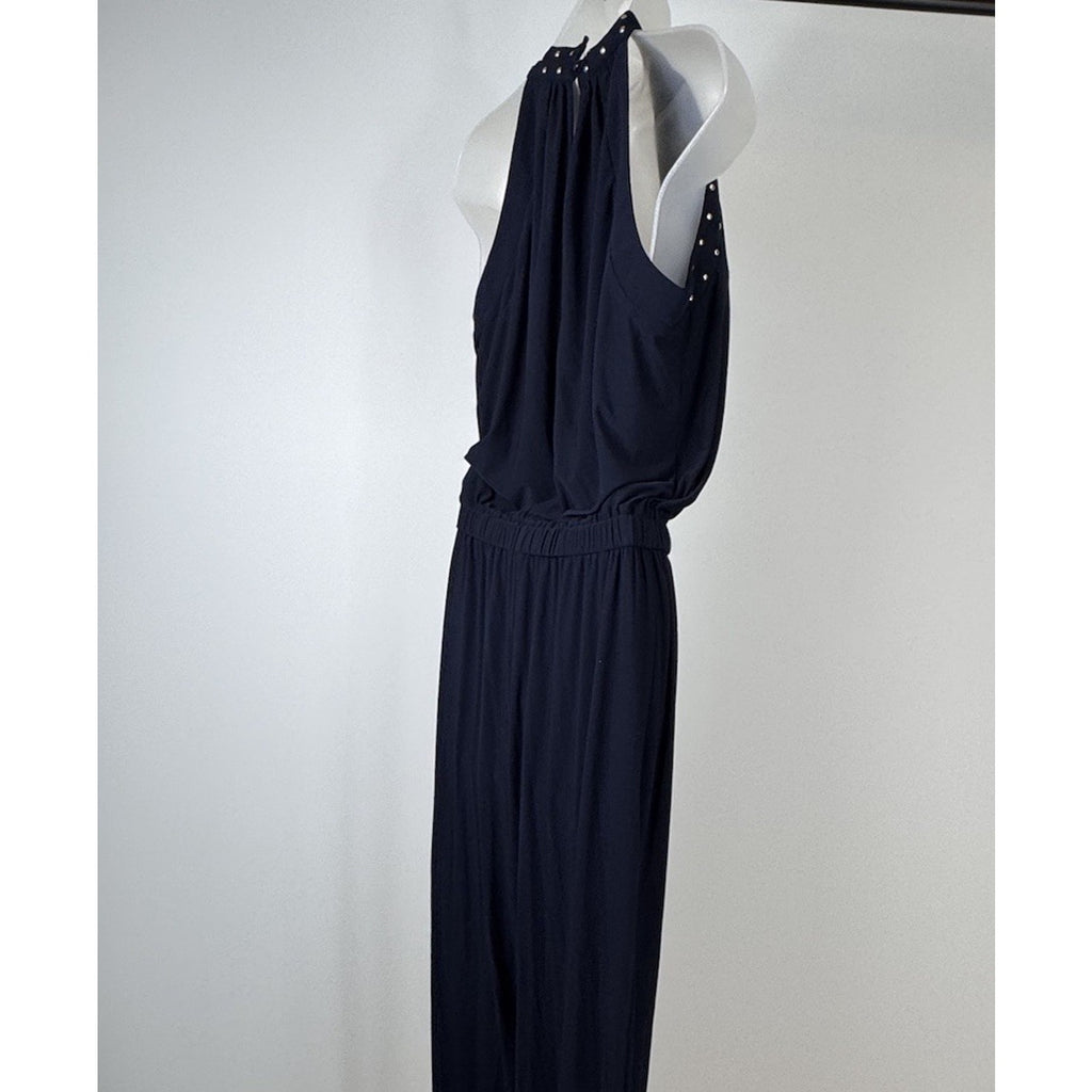 Emma Michele Jumpsuit Size S Black Straps Metal Bling Elastic Waist