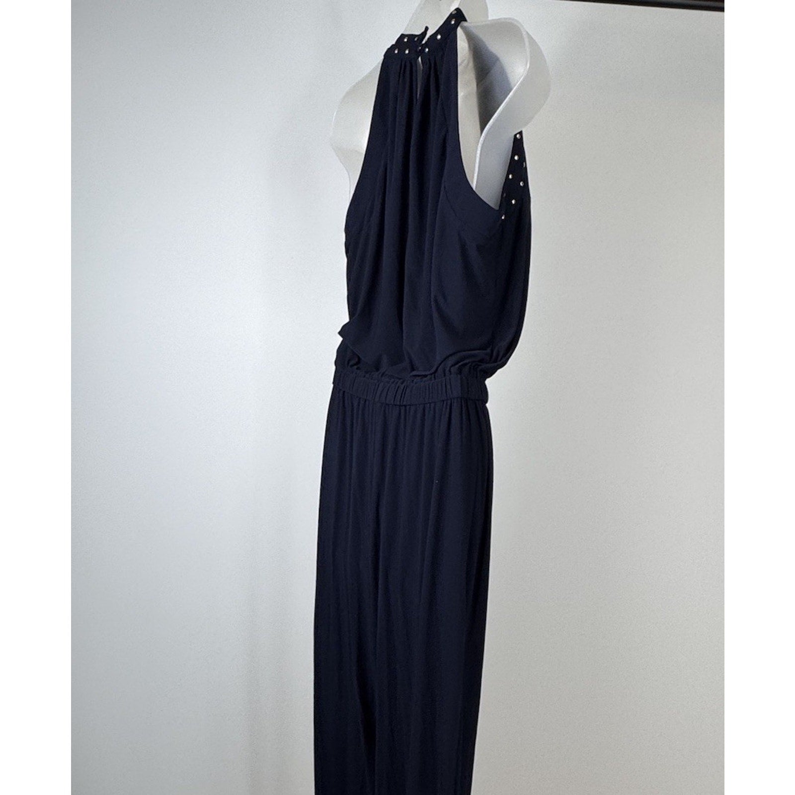 Emma Michele Jumpsuit Size S Black Straps Metal Bling Elastic Waist
