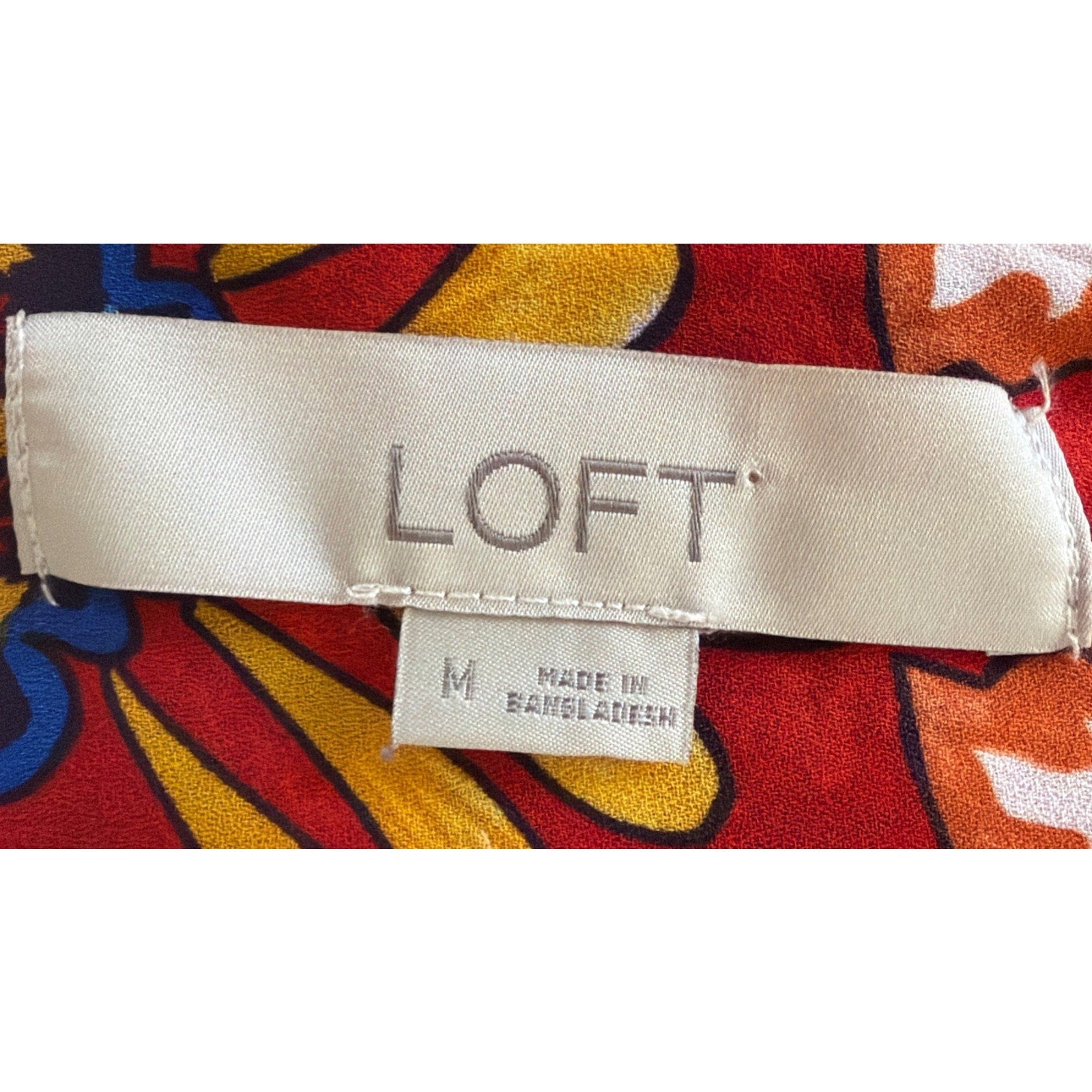 ANN TAYLOR LOFT Multicolor Colorful Pink Orange Floral Blouse Top Shirt Size M