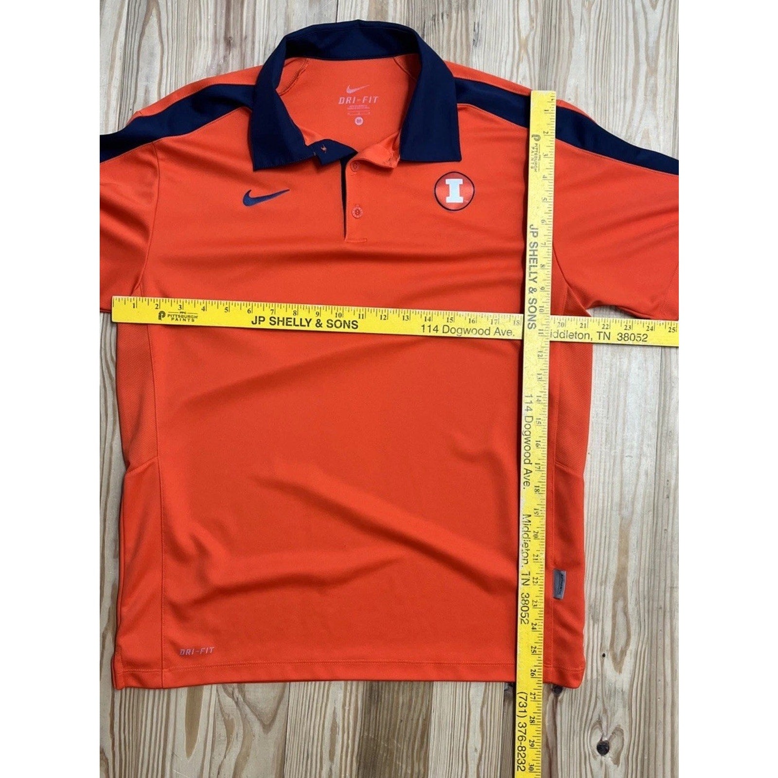 Nike Illinois Fighting Illini Orange Coaches Hot Route Dri Fit Polo Size Medium