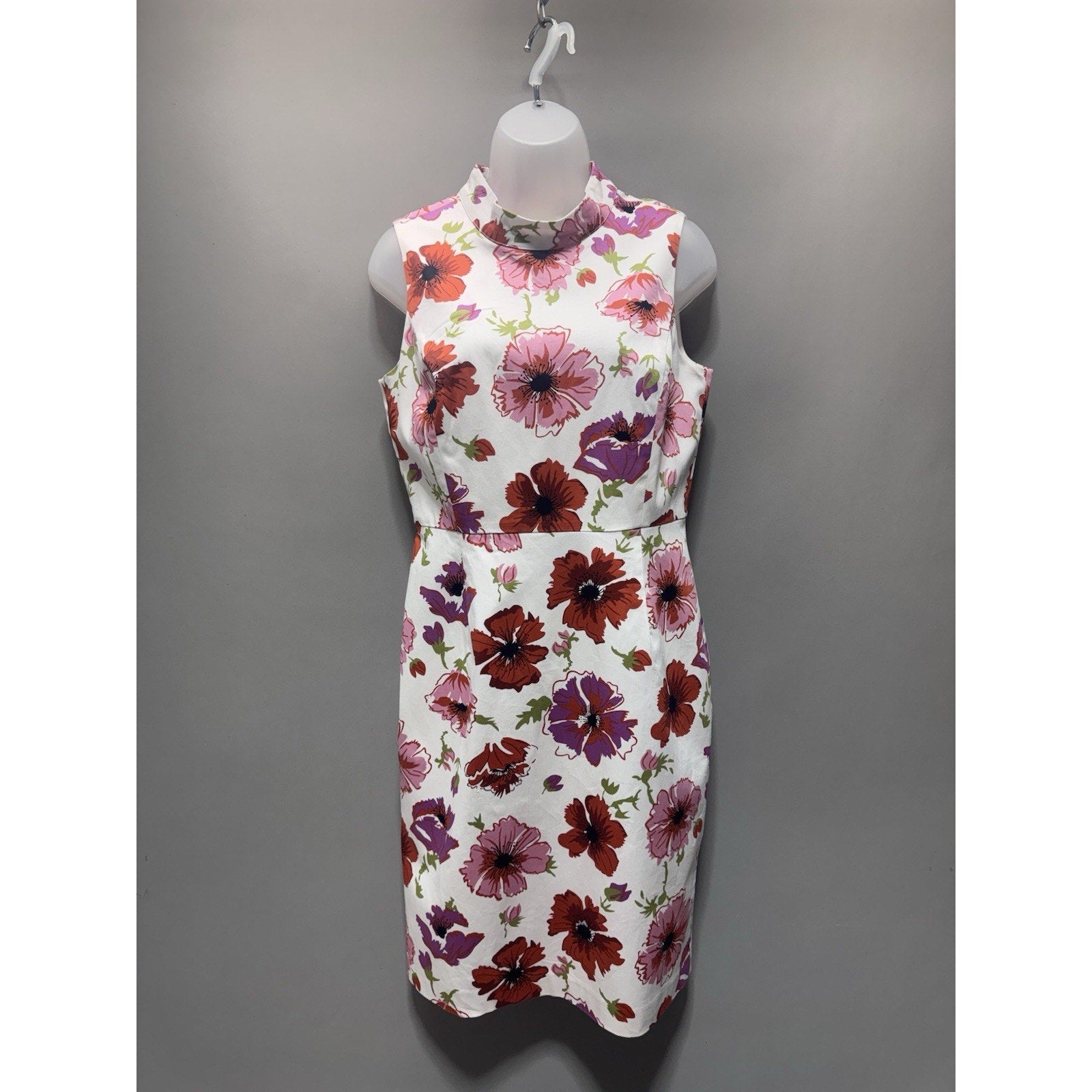 Brooks Brothers Floral Sheath Dress Women’s 6 Sleeveless Mock Neck Cotton