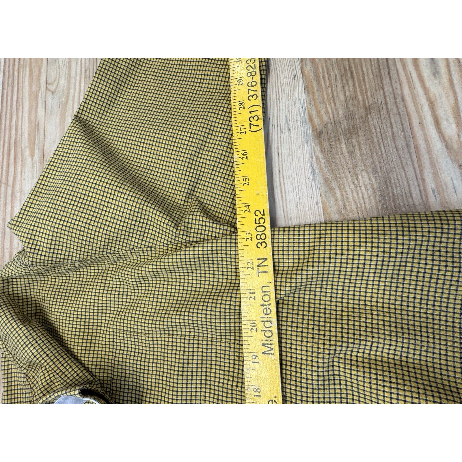 HAGGAR FOREVERNEW Men's Long Sleeve Shirt XL Gold Blue Plaid