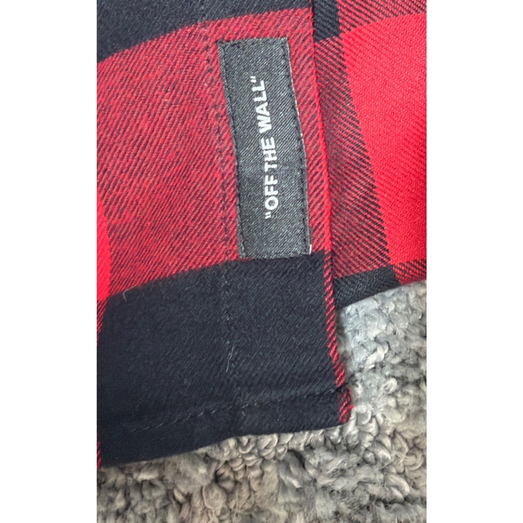 VAns Off The Wall Slim Fit Flannel Shirt Mens XXL Red White Plaid Long Sleeve