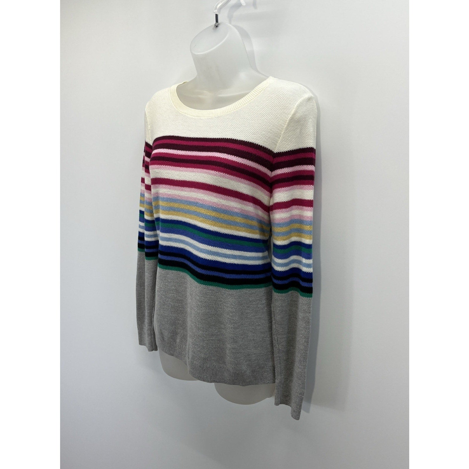 Talbots Pullover Multicolor Stripe Cashmere Blend Long Sleeve Sweater Size M