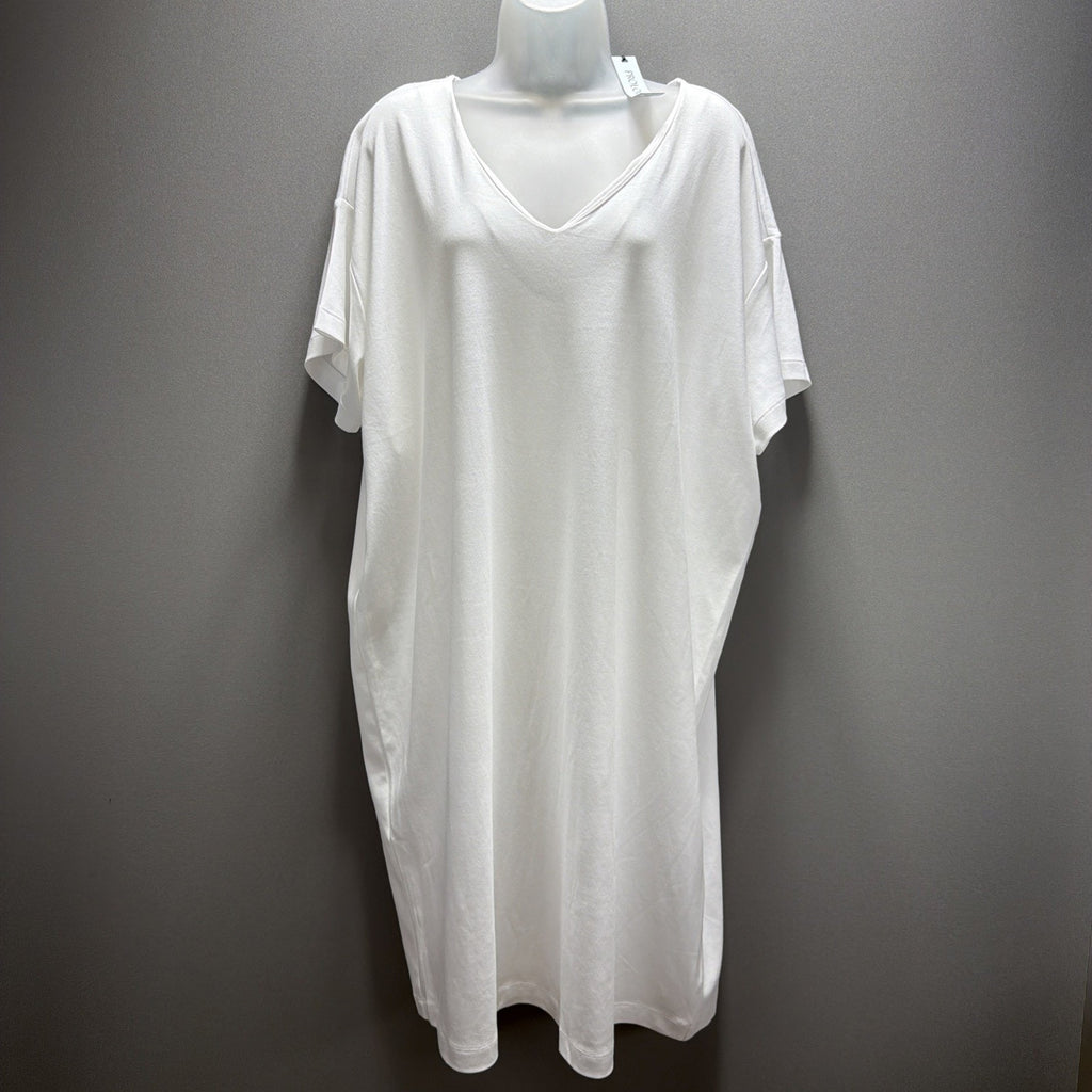 New Prologue White V Neck 100% Cotton Shirt Dress Size XXL NWT