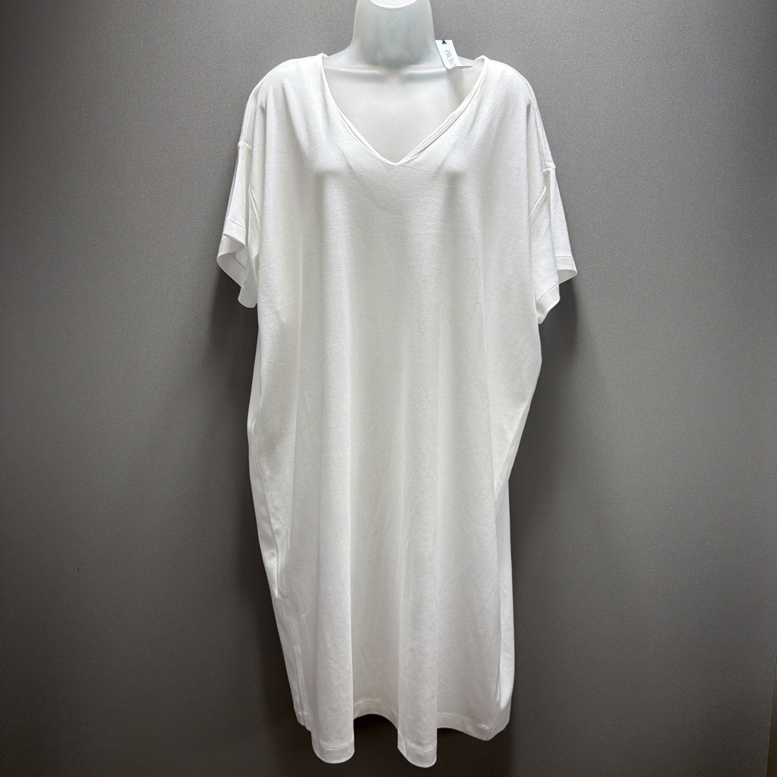 New Prologue White V Neck 100% Cotton Shirt Dress Size XXL NWT